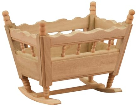 Handcrafts 1/12 Miniatur Holz Wiege Puppenhaus Möbel Krippe Modell Kreative Kinderzimmer Display Dekoration Holzkrippe