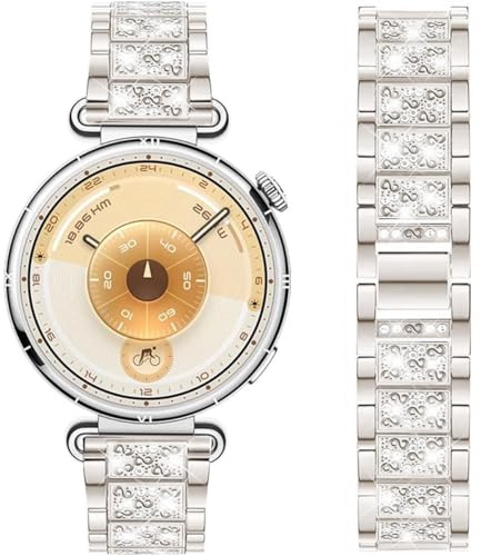 DEALELE Strap Compatible with Huawei Watch GT6 / GT5 / GT4 41mm / GT5 Pro 42mm / Fossil Women's Gen 6 / Gen 5E 42mm / Garmin Venu 3S, 18mm Bling Rhinestone Diamond Metal Bracelet for Women