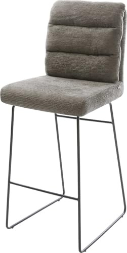 DELIFE Barstuhl Pela-Flex Kufengestell Metall Schwarz Bouclé Soft Schlamm