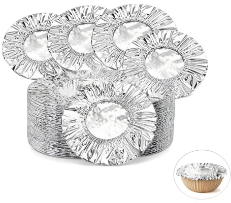 Aluminium Foil Covers for Food, 100 Pcs Stretchy Foil Food Covers, Reusable Aluminum Foil Food Covers, Heat Insulation Fresh Keeping Bowl Lids for Kitchen Meal Prep Picnic Takeaway