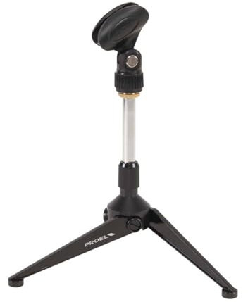 Proel DST60TL - Base da tavolo con supporto in metallo per reggere il microfono, Nero Opaco