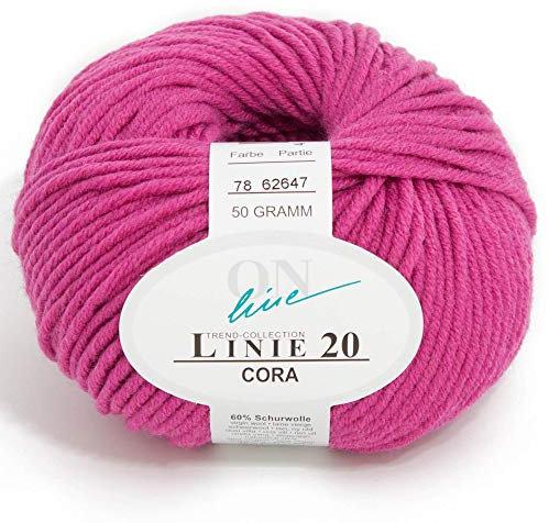 Online 50 gr. Cora Fb. 509 neongrün, Brandneu, Strickwolle, Merinowolle, Linie 20