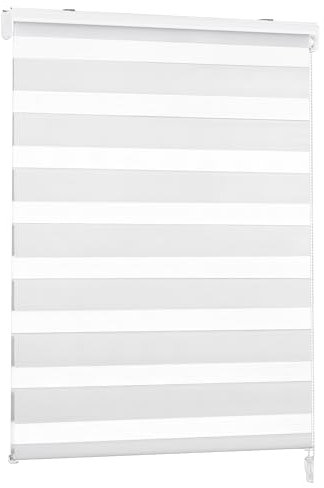Victoria M. Doppelrollo für Fenster & Türen Duo-Rollo Lichtdurchlässig & Verdunkelnd mit Kettenzug Wand- o. Deckenmontage, 85 x 230cm, Weiss