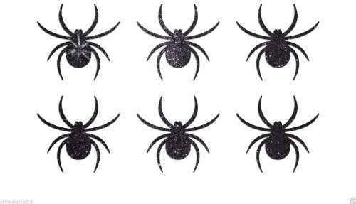 CrystalsRus 24 Black Spider Fabric Glitter Iron-On Fabric Transfer applique 1 inch