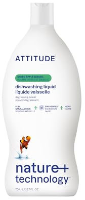 ATTITUDE, Dishwashing Liquid, Green Apple & Basil, 23.7 fl oz (700 ml)
