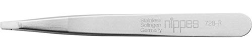 nippes Solingen Pinzette mit gerader schmaler Spitze | Edelstahl Rostfrei | 9,5 cm | Mattsilber | Pinzette Augenbrauen Zupfen | Pinzette Spitz | Zur präzisen Haarentfernung | Made in Germany