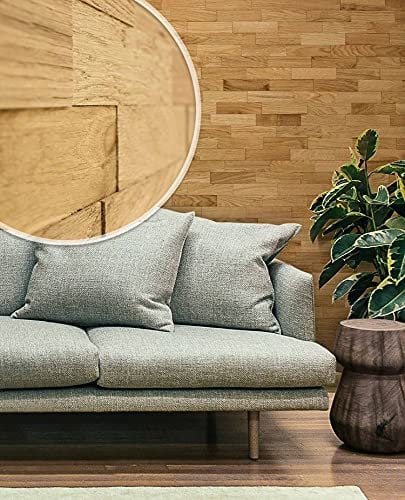 wodewa 200 Wandverkleidung Holz 3D Optik Eiche Natur strukturiert geölt 1m² Wandpaneele Moderne Wanddekoration Holzverkleidung Holzwand für Wohnzimmer, Küche, Schlafzimmer