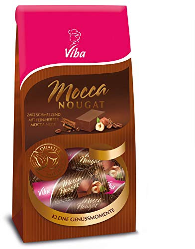 Viba Espresso Nougat Beutel – 100 g – 10 einzeln verpackte Nougat-Pralinen mit Kaffee-Note und Vollmilchschokolade – Edel & aromatisch