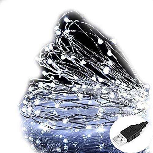 MSC - 16.5 ft / 5m -50 Led's USB Powered LED 5m Cool White Coloured String Fairy Lights On Copper Cable with Light Effects, Ideal for Christmas, Xmas, Party,Wedding,Decoration Cool-USB-5m