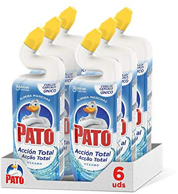 PATO WC Power Fragancia Océano, Limpiador Quitamanchas Para Inodoro, Azul, 750 Ml, Pack de 6 Unidades, 4500 Mililitros