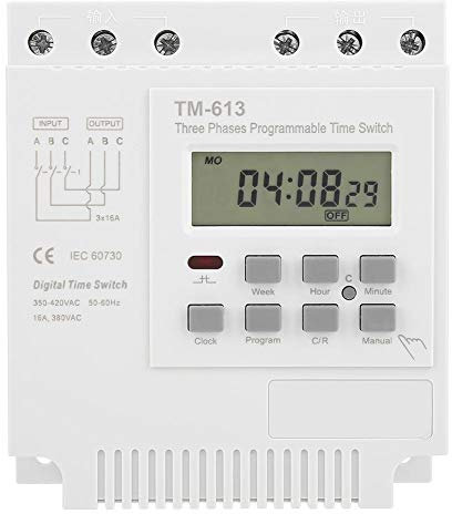 Timer-Schalter, 380 V Dreiphasen-Digital-Timer-Schalter Programmierbarer Zeitrelais-Schalter Wöchentlicher EIN/AUS-Timer-Schalter