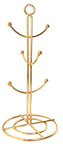 Calayu Eisenbecherständer, stilvolles goldenes Tassenständer Glasbecher Baumständerbecher Aufbewahrungsregal 6 Tassen, Dekoration Haus, Bar oder Restaurant