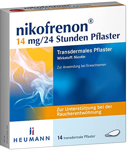 nikofrenon 14 mg/24 Stunden Pflaster - Nikotin-Pflaster zur Unterstützung der Raucherentwöhnung, mindert Entzugserscheinungen bei Nikotin-Abhängigkeit, transdermale Pflaster, 24h Wirkung, 14 St