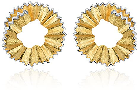 ✦ Geschenke für Frauen ✦Springlight Ohrringe Silber 925 Ohrstecker Bleistiftspäne-Design Ohrstecker Ohrringe Handmade: Ohrringe Schmuck Damen Jugendweihe Geschenke Mädchen.(Style1-Gold)