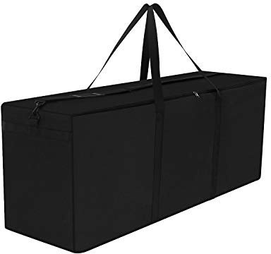 Dokon Bolsa Almacenamiento Cojines Jardin Impermeable Bolsa de Almacenamiento para árbol de Navidad Anti-UV Tela Oxford Resistente Funda de Cojín para Exterior (125x40x55cm) - Negro
