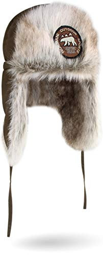normani Unisex Wintermütze Winterkappe Arctic Ursa aus Synthetik-Pelz mit Ohren- und Nackenwärmer Farbe Dunkelgrün Größe L/59