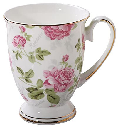 CHAODI Coffee Tea Cups Tea Mugs 300ml Flower Mugs Sturdy Ceramic Construction Cup with Handle Easy to Grip for