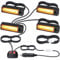 EYPINS Luz Estroboscópica de Advertencia Homologado 9cm COB 8W por Luz, 4PCS Luces Intermitentes para Coche 12V/24V, IP65，Interruptor Doble, 18 Modos de Flash, Ámbar