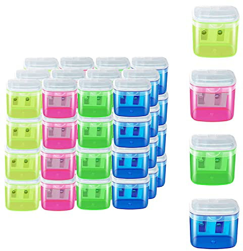 Gutyble 48 Pcs Manual Pencil Sharpeners with Lid, for School,Office and Home