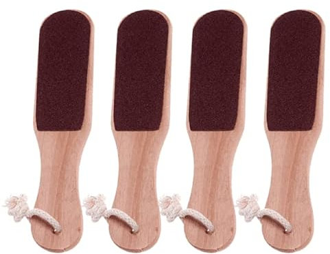 Anself 4PC Double Sided Foot Rasp Manicure File Callus, 2-Sided Wooden Foot File, Hard Skin Remover and Callus Removal, Reusable Foot Rasp for Callus Trimming & Callus Removal, Manual Pedicure File