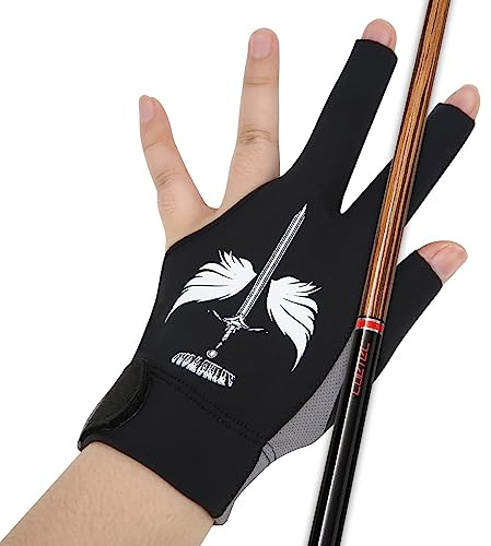ANIMSWORD Billard-Handschuhe, atmungsaktiv, bequem, für linke oder rechte Hand, für Billardqueue, linke Hand, schwarz, Größe S
