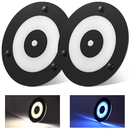 acegoo 12V LED Deckenleuchte Wohnmobil Boot Innenbeleuchtung Deckenlampe Dimmbar 120mm Acryl Rund Panel Leuchte 12V 400lm mit Druckschalter&Blaues Nachtlicht für Yacht Wohnwagen Camper 4000K 2Pcs