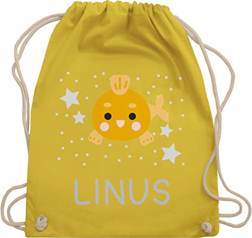 Turnbeutel Rucksack - Goldfisch Fisch Kinder - Unisize - Gelb - kita beutel personalisierte+kinder+rucksäcke fische fischen name stoffbeutel sporttasche kindergarten jungen wechselbeutel goldfische
