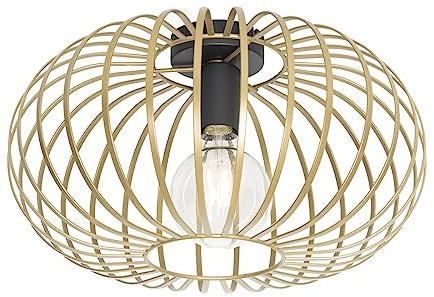 Qazqa Smart led Design Deckenleuchte, Deckenlampe - Johanna - gold, Rund, dimmbar, 39cm, Ideal als Küche lampe, Schlafzimmerlampe und Wohnzimmerlampe
