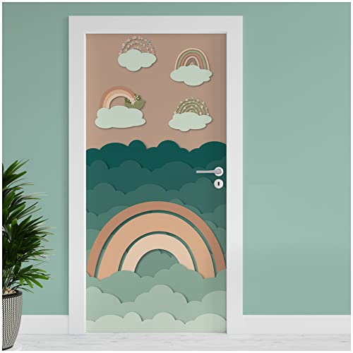 Finest Folia Türfolie 90x200 cm Türtapete Türposter Folie für Tür Wohnzimmer Kinderzimmer Küche Türaufkleber Bad Aufkleber selbstklebend TF04 (11 Regenbogen)