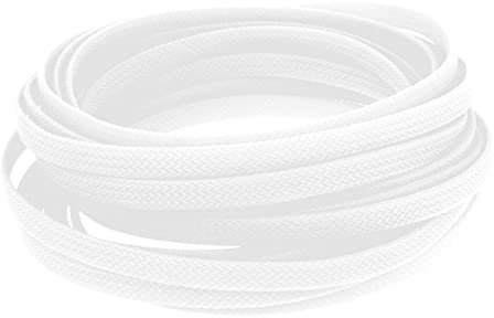 MOCNT 10mm Funda Cable Trenzada Expandible de PET Cable de Manga Trenzado Organizador Cables Manguito de Cable Recoge Gestión Cables Cubre Tubo Flexible Proteccion Blanco 5 Metros
