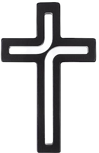 Drewniane Krzyże Hängendes Kreuz aus Buchenholz Modern Wandkreuz Kruzifix Glatte Oberfläche Hängend Holzkreuz (Schwarz, 30x18x1,8cm)