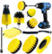 ZZQVIP 10 Pièces Brosse Perceuse, sans Fil, Électrique Brosse de Nettoyage, Outil de Brosse Perceuse Nettoyage Kit, Voitures, Pneus, Carrelages, Sols, Cuisines, Baignoires (Jaune)