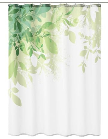 Kleine Wolke Duschvorhang Textil FLORESTA Grün 120 x 200 cm | OEKO-TEX zertifiziert, wasserabweisend, verstärkte Ösen, mit Beschwerungsband, weiches Textilgewebe, maschinenwaschbar