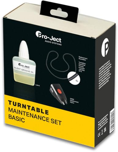Pro-Ject Kit di manutenzione Basic - Per giradischi Essential, Primary, Juke Box, VT-E - Olio lubrificante, cinghia di trasmissione, punta del pick-up di ricambio - Manutenzione senza problemi