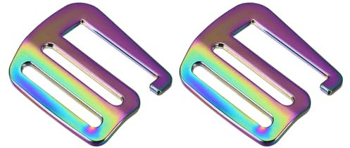 QUARKZMAN Ganci in Metallo a forma G, 2pz 1,26 (32mm) Fibbia Scorrevole Regolabile a Onda con Gancio a G per Cinghie Zaino, Multicolore
