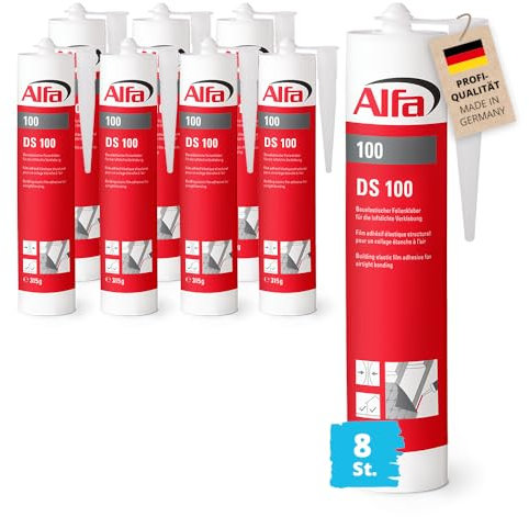 8x Alfa Folienkleber 315 g Profi-Qualität Dichtkleber Spezialklebstoff Kartusche Kleber Klebstoff Dampfbremsfolien Dampfbremse Dampfsperre Fenster Fensteranschlussbänder