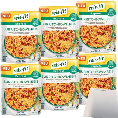 Reis-Fit Express Burrito-Bowl Reis 6er Pack (6x250g Packung) + usy Block
