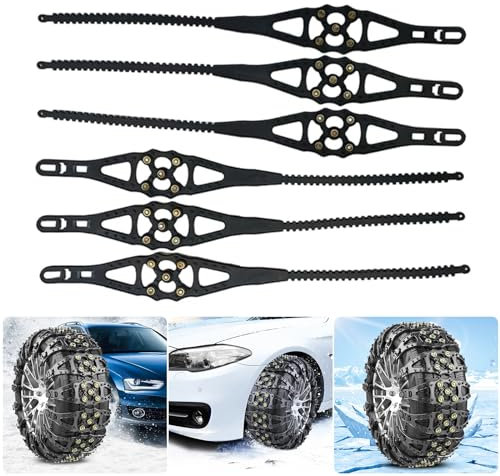 Schneeketten Auto Anti-Rutsch Kabelbinder Universal Reifen Traktionskette,Anti-Rutsch-Kette im Gelände bei Schnee,Gleitschutzkette für SUV,geeignet für Geländewagen,Pkw,Transporter usw (C 6 Stück)