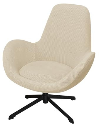 DEZYPZAM Housse de Fauteuil pivotante en Coquille d'œuf | Housse de Chaise Tonneau Pivotante | pour Salon, Chambre à Coucher, Bureau à Domicile | Housse de Fauteuil (Beige)