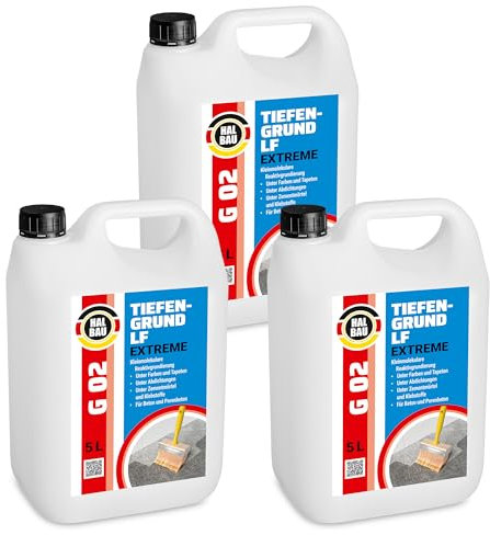 HALBAU Tiefengrund 15 L mit Kaliwasserglas, Silikatgrundierung für Innen, Aussen, Voranstrich für Beton, Farben, Tapeten G02