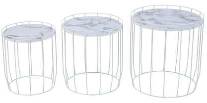 SVITA PASI 3er Set Beistelltische Couchtische Kaffeetische Nachttische klein rund modern Wohnzimmer Schlafzimmer Flur Weiß