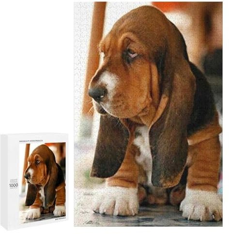 Jigsaw Puzzles Dog Basset Hound Animal Puppy 1000 Pieces Jigsaw Puzzle Challenging and Stimulating Puzzle Game Wall Art Unique Gift, Style-2