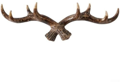 Oniissy Funktionaler Wandhaken im Vintage-Stil mit Geweih-Dekor, rustikaler Stil für jeden Raum, Vintage-Kopf mit Hirschgeweih-Haken, Antik-Finish, Kleiderbügel, Kleiderhaken (dunkle Farbe)