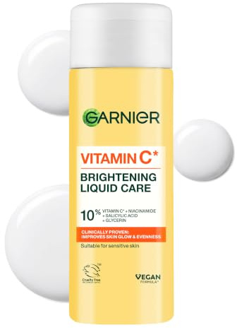 Garnier Vitamin C* Brightening Liquid Care Face Toner, For Dull Skin 20ML | With 10% Glycerin, Niacinamide, Vitamin C* & Salicylic Acid, Dermatologically Tested, Vegan Formula, Cruelty Free
