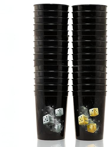 Sinagret Black 300ml 30 pcs Casino Party Cups, Party Decorations, Game Night Themed Events, Poker Tumbler, Re-usable Strong Plastic Cups Perfect for Birthday Parties, Kids & Adult Events
