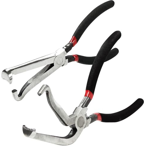 2 Pcs Electrical Disconnect Pliers, Hose Clamp, Auto Connector Relay Pliers, Spark Plug Removal Plier Fuel Line Disconnect Tool for Push-Piece Plugs