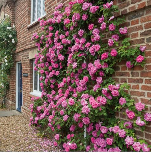 Zephirine Drouhin Thornless Climbing Rose Bush, Bright Pink Blooms in a 3 Litre Pot