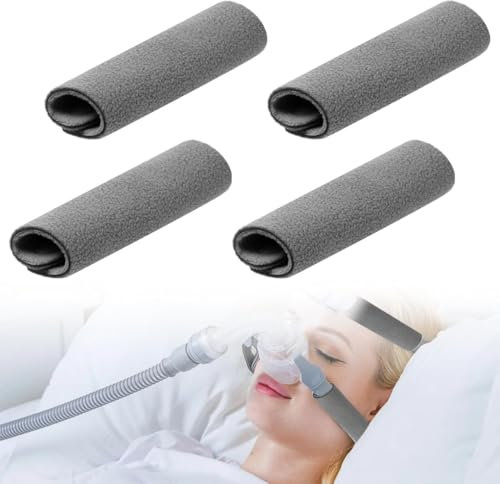 4 Stück CPAP Gurtpolster, CPAP Komfortpolster, Gesichtspolster, Weiche, atmungsaktive Polster, Waschbares, langlebiges CPAP-Zubehör (Grau)