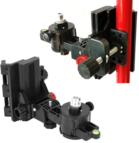 Fine Tuning Bracket Level Adapter, 360° Adjustable Support L Shape Pivoting Base with Clip Wall Ceiling Mounted, Telescoping Laser Pole Adapter for Laser Level Interface