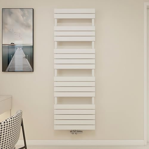 Radiateur eau chaude blanc vertical classique basse température avec tubes panneaux en acier chauffage central H.180 x L.60 cm